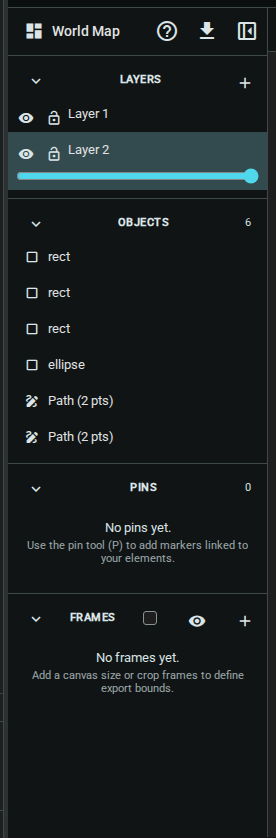 Canvas sidebar (layers) — dark
