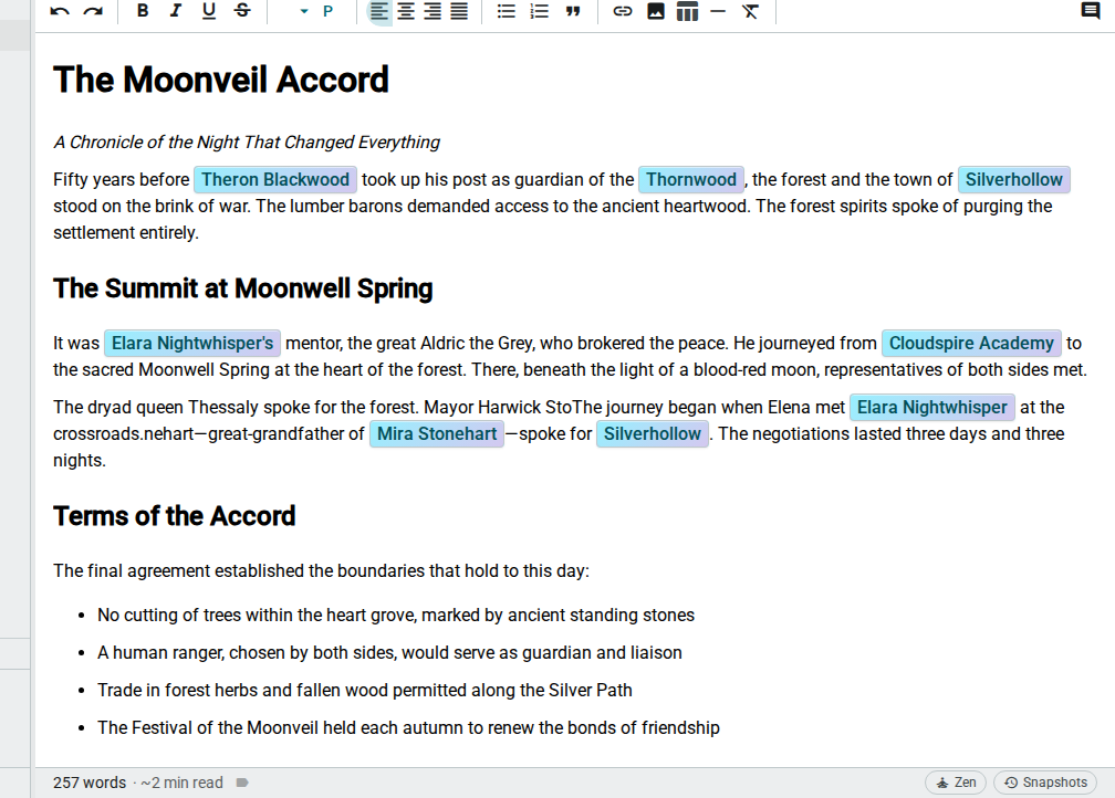 @mention — inserted link, light