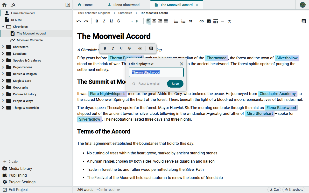 Element reference edit mode — light