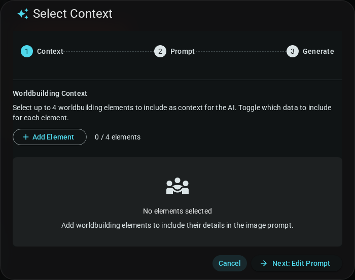 Image generation context step — dark