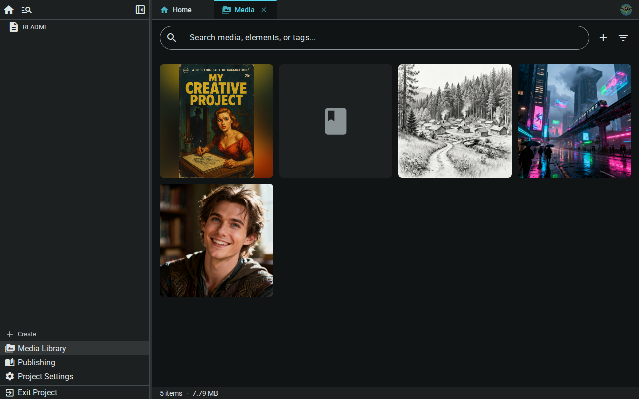 Media tab overview — dark
