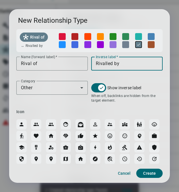 New relationship type dialog — light