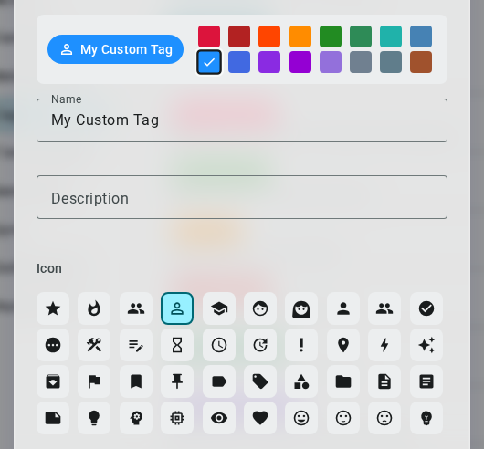 Create tag dialog — light