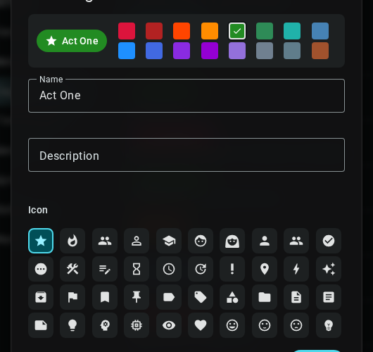 Edit tag dialog — dark