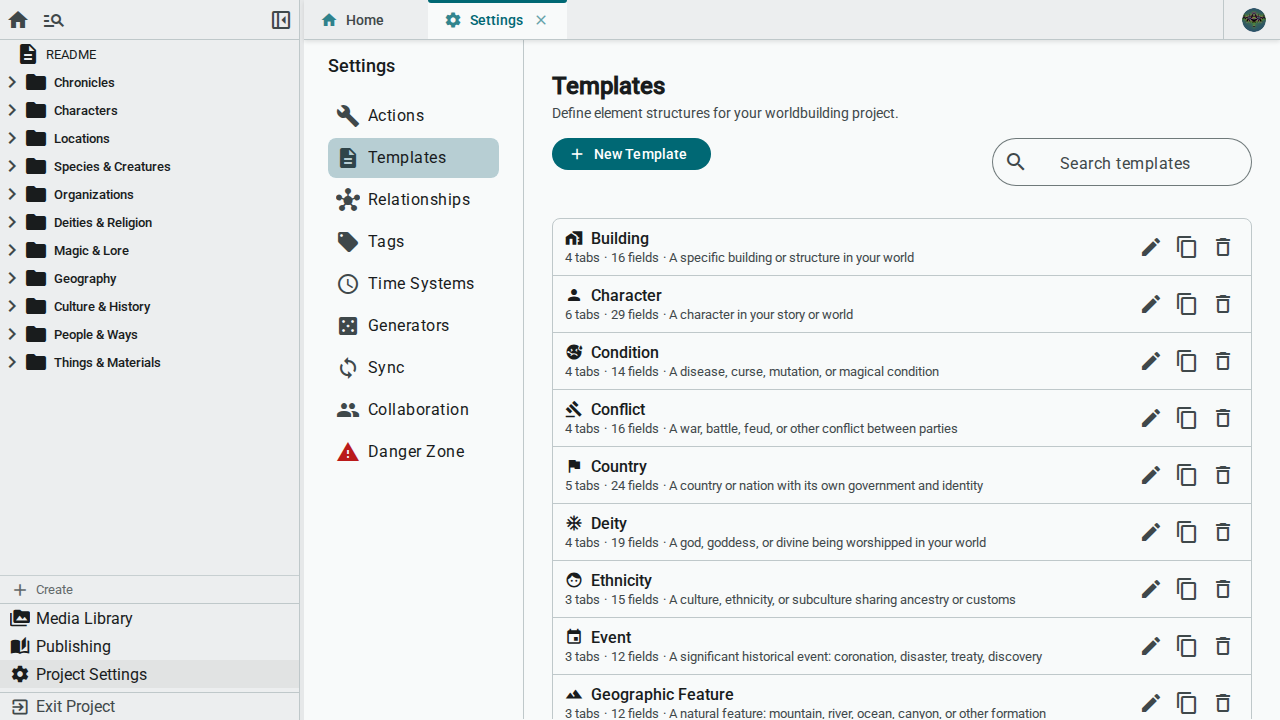 Templates overview — light