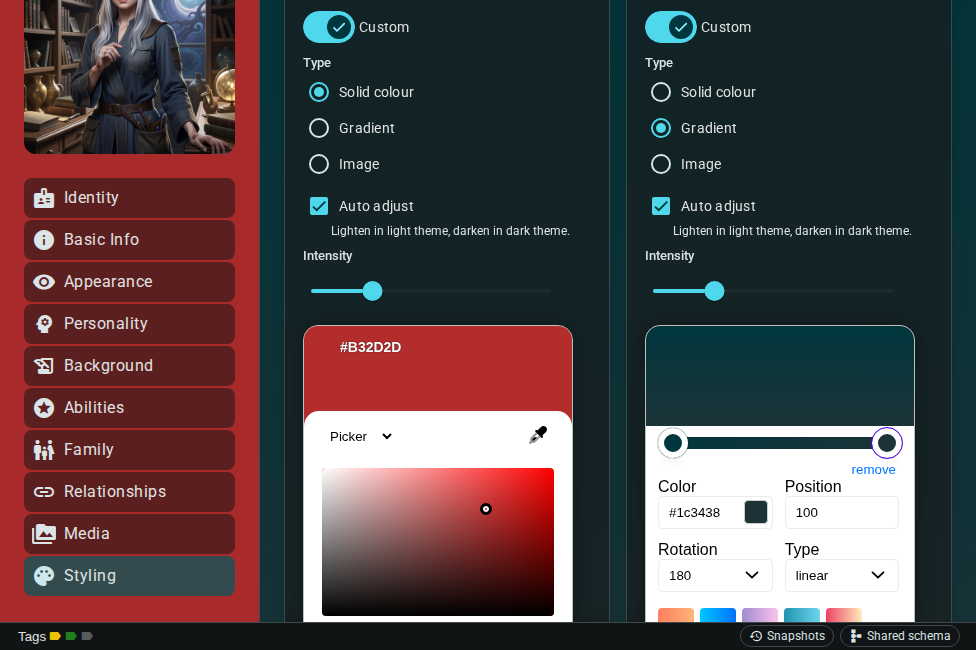 Custom menu and content backgrounds in dark mode
