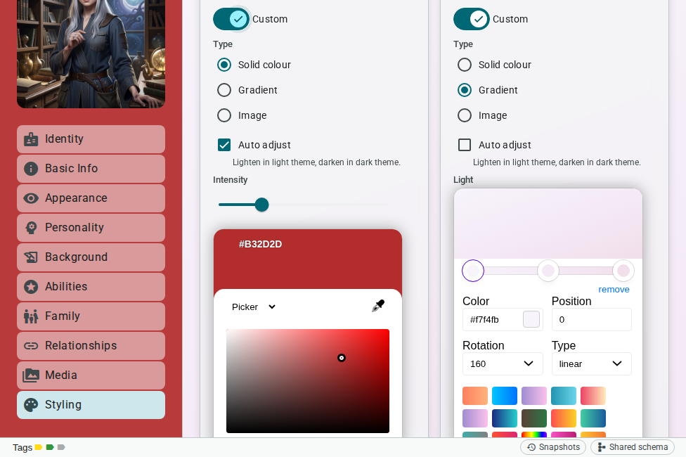 Solid colour menu background