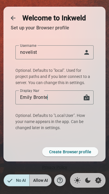 Setup — offline profile, mobile, light